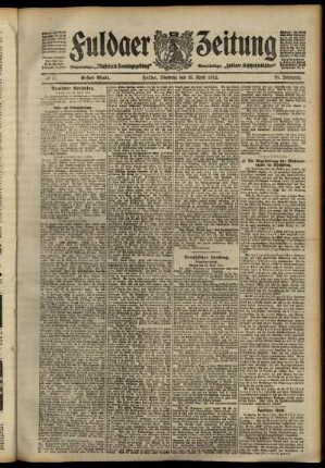 Erste Ausgabe vom Dienstag, den 23. April 1912.