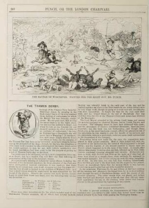 The battle of Worchester. Painted for the Right Hon, Mr. Punch; The Thames derby