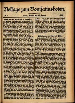 Zweite Ausgabe vom Sonntag, den 18. Januar 1903.