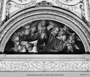 Thronende Madonna mit Heiligen und Engeln : Gottvater mit Engeln