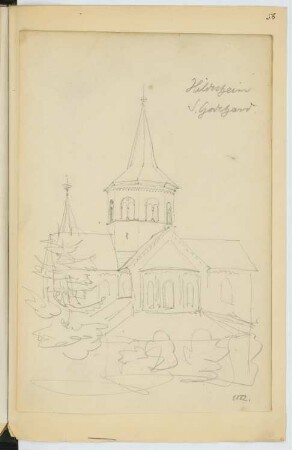 Sankt Godehard, Hildesheim: Perspektivische Ansicht (aus: Skizzen- und Fotoalbum 17)