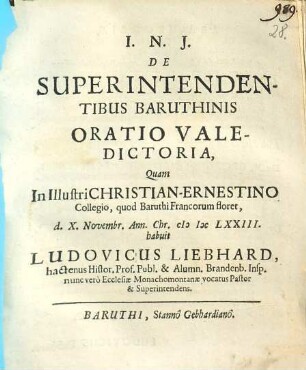 De superintendentibus Baruthinis oratio valedictoria