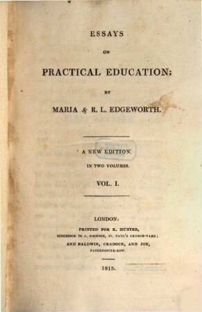 Essays on practical education : in two volumes. 1