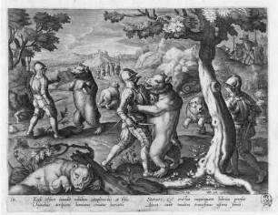 Bärenjagd : Galle, Cornelis (1576-1650), Galle, Philippe (1537.-1612) nach Straet, Jan van der (1523-1625). Bärenjagd. Kupferstich; 20,5 x 26,5 cm. Dresden: Kupferstich-Kabinett A 45071 in A 1262,2