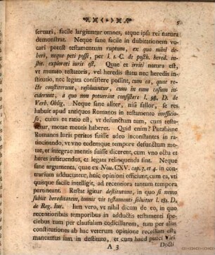 Dispvtatio Ivridica De Legatis Ex Testamento Cvi Clavsvla Codicillaris Inest Destitvto Non Praestandis