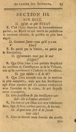Section III. Sur Dieu