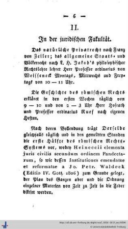 II. In der juridischen Fakultät.