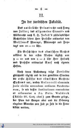 II. In der juridischen Fakultät.