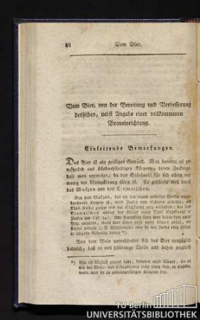 Vom Bier, von der Bereitung und Verbesserung desselben, nebst Angabe einer vollkommenen Braueinrichtung.