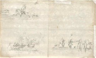 Gärtner, Friedrich von; Frühe Zeichnungen - diverse Jagdszenen (Studien)