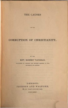 The Causes of the Corruption of Christianity