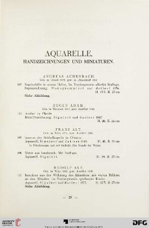 Aquarelle, Handzeichnungen und Miniaturen (Nr. 103 - 239)