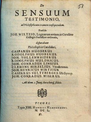 De sensuum testimonio (disputatio)