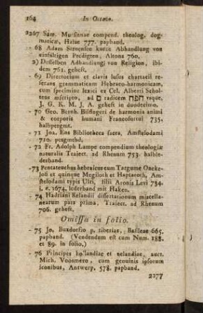 164-167, Omissa in folio. In quarto. In Octavo.