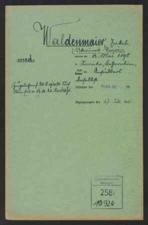 Waldenmaier, Jakob * 12.10.1890