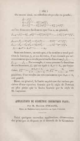 Applications de géométrie cinématique plane.