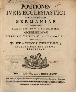 Positiones iuris ecclesiastici ... Germaniae