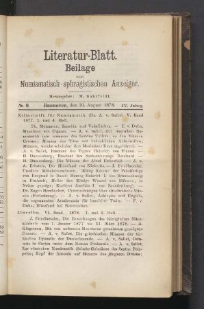 Literatur-Blatt Beilage. No. 9