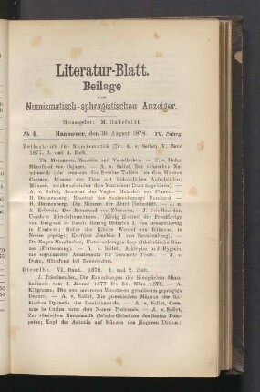 Literatur-Blatt Beilage. No. 9