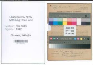 Entnazifizierung Wilhelm Struewe , geb. 19.12.1892 (Pfoertner)