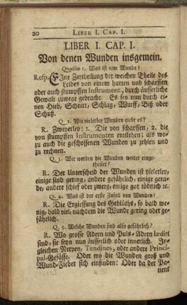 Cap. I. Von denen Wunden insgemein. - Cap. VI. Von denen Wunden des Haupts in specie.