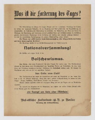 "Was ist die Forderung des Tages?"
