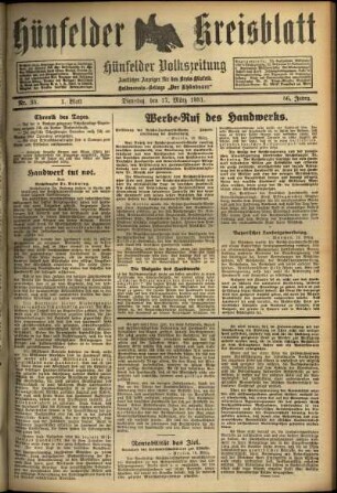 Erste Ausgabe vom Dienstag, den 17. März 1931.