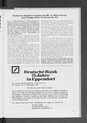 Protokoll der Mitgliederversammlung des EBV von 1875 am Montag, dem 9. Oktober 1978 in den Räumen des ACC.