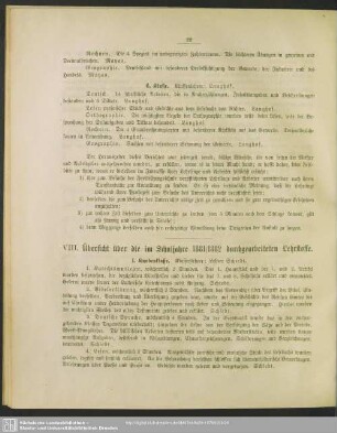 VIII. Übersicht über die durchgearbeiteten Lehrstoffe
