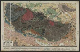 Geologische Karte vom Harz, 1:100 000, Kupferstich, um 1900 : Geognostische Übersichtskarte des Harzgebirges / zusammengestellt von K. A. Lossen nach den Aufnahmen der geologischen Landesanstalt und älteren geologischen Karten auf der Grundlage der Auhagen'schen topographischen Karte. - 1:100 000. - [Berlin] : Berliner Lithogr. Institut , [ca. 1900]. - 1 Kt. : Lithogr. ; 58 x 96 cm - Legende unter der Karte.