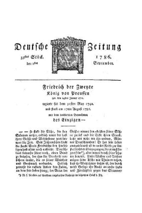 Friedrich der Zweyte : König von Preußen ; geb. den 24sten Januar 1712