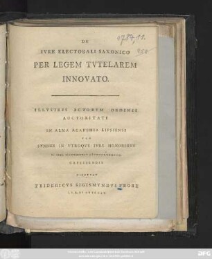 De Ivre Electorali Saxonico Per Legem Tvtelarem Innovato