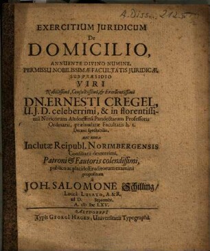 Exercitium Iuridicum De Domicilio