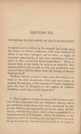 Lecture VII. Instances of the abuse of private judgment