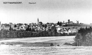Obercunnersdorf-Kottmarsdorf. Ortsansicht mit Burkmühle, Ansichtskarte, Repro