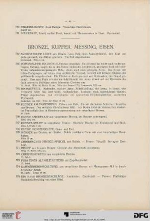 Bronze, Kupfer, Messing, Eisen (Nr. 762-888)