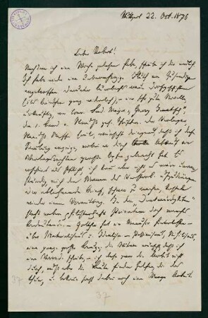 Brief vom 22. Oktober 1876