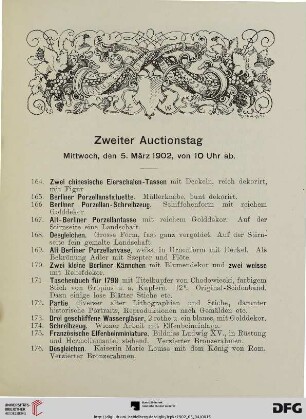 Zweiter Auctionstag: Mittwoch, den 5. März 1902 (Nr. 164-328)