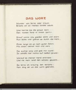 Das Wort : [SW IX: hH6]; [SW IX, S. 107/174] / Geschrieben von Georg Peter Landmann