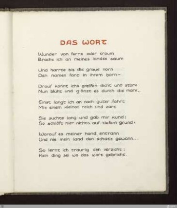 Das Wort : [SW IX: hH6]; [SW IX, S. 107/174] / Geschrieben von Georg Peter Landmann