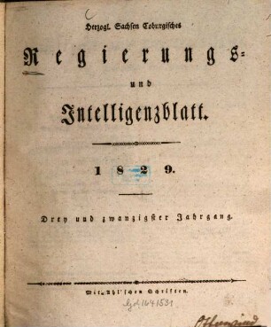 Herzogl.-Sachsen-Coburgisches Regierungs- und Intelligenzblatt. 1829