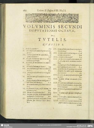 Voluminis Secundi Disputationis Octavae, De Tutelis