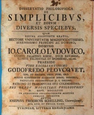 Dissertatio philosophica de simplicibus, et eorum diversis speciebus