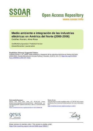 Medio ambiente e integración de las industrias eléctricas en América del Norte (2000-2006)