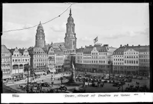 Dresden, Altmarkt mit Kreuzkirche und Rathaus
