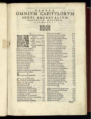Tabvla omnivm capitvlorvm sexti decretalivm secvndvm ordinem alphabeti