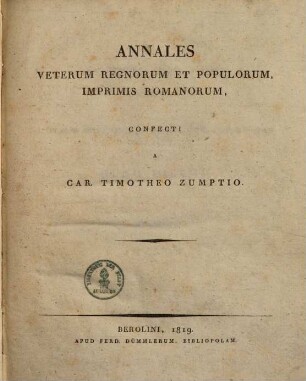 Annales veterum regnorum & populorum imprimis Romanorum