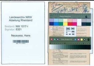 Entnazifizierung Hans Neusuess , geb. 08.11.1907 (Regierungsrat)