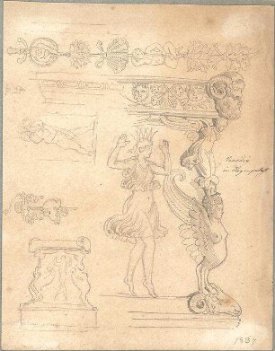 Neureuther, Eugen Napoleon; u. a. Deutschland; Griechenland; Italien; Schweiz; Studien- und Reiseskizzen - im Dogenpalast in Venedig (Details)