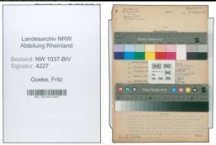 Entnazifizierung Fritz Goeke , geb. 06.09.1902 (Reg.Inspektor)